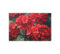 WHJSHOP red geraniums Printed Durable placemat, waterproof, easy to clean, heat-resistant, anti slip placemat set