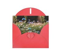 WHJSHOP Red Greeting Card Bubbles in the garden Printing Perfect for Valentine's Day, Wedding Anniversary & Party Invitations