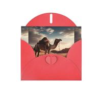 WHJSHOP Red Greeting Card Camels in the desert Printing Perfect for Valentine's Day, Wedding Anniversary & Party Invitations