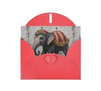 WHJSHOP Red Greeting Card Circus elephant performing Printing Perfect for Valentine's Day, Wedding Anniversary & Party Invitations