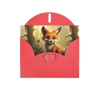 WHJSHOP Red Greeting Card Clever little fox Printing Perfect for Valentine's Day, Wedding Anniversary & Party Invitations
