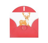WHJSHOP Red Greeting Card Color marks of sibling deer Printing Perfect for Valentine's Day, Wedding Anniversary & Party Invitations