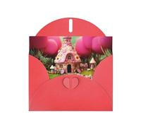 WHJSHOP Red Greeting Card Cute Candy House Printing Perfect for Valentine's Day, Wedding Anniversary & Party Invitations