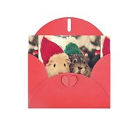 WHJSHOP Red Greeting Card Cute guinea pigs Pattern 4x6in for Christmas, children's birthdays, Valentine's Day, wedding anniversaries, and party invitations