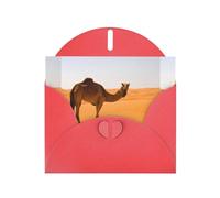 WHJSHOP Red Greeting Card Desert Sand Camel Pattern 4x6in for Christmas, children's birthdays, Valentine's Day, wedding anniversaries, and party invitations