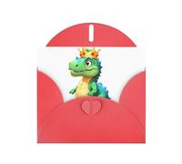 WHJSHOP Red Greeting Card Dinosaur wearing a crown Printing Perfect for Valentine's Day, Wedding Anniversary & Party Invitations