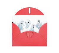 WHJSHOP Red Greeting Card Ghosts floating in the air Printing Perfect for Valentine's Day, Wedding Anniversary & Party Invitations