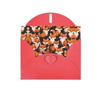 WHJSHOP Red Greeting Card lots of cartoon little foxes Pattern 4x6in for Christmas, children's birthdays, Valentine's Day, wedding anniversaries, and party invitations