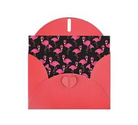 WHJSHOP Red Greeting Card Lovely Pink Flamingos Pattern 4x6in for Christmas, children's birthdays, Valentine's Day, wedding anniversaries, and party invitations