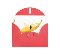 WHJSHOP Red Greeting Card Small moth on banana Printing Perfect for Valentine's Day, Wedding Anniversary & Party Invitations