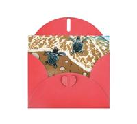 WHJSHOP Red Greeting Card Turtle crawling on the beach Pattern 4x6in for Christmas, children's birthdays, Valentine's Day, wedding anniversaries, and party invitations