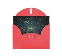 WHJSHOP Red Greeting Card Zodiac Constellation Space Printing Perfect for Valentine's Day, Wedding Anniversary & Party Invitations