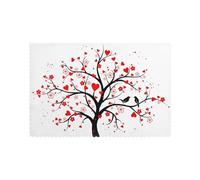 WHJSHOP Red Love Heart Tree Prints 12x18 Inch Table Layers - Set of 6 Heat Resistant Covers with Printed Designs for Dining & Event Decor