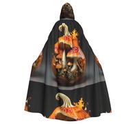 WHJSHOP Red mushrooms on pumpkin Pattern Halloween Adult Hooded Cloak No Zipper, Comfortable & Durable for Role-Playing
