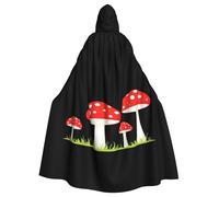 WHJSHOP Red mushrooms Pattern Halloween Adult Hooded Cloak No Zipper, Comfortable & Durable for Role-Playing