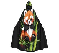 WHJSHOP Red panda in bamboo forest Prints Adult Hooded Cape Cloak for Halloween, Role-Playing, and Costume Parties