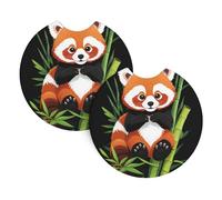 Whjshop Red Panda in Bamboo Forest Prints Car Interior Cup Holder Pad 2 Pc Waterproof & Quick for Cars, Trucks, Suvs, and Ships