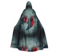WHJSHOP Red socks on a clothesline Prints Halloween Adult Hooded Cloak No Zipper, Comfortable & Durable for Role-Playing