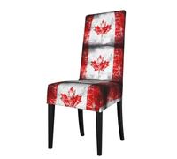 WHJSHOP Retro Canada Flag Pattern Protection Cover for Dining Chair - Soft, Comfortable, Wrinkle-Resistant Elastic Fits Most Armless Chairs