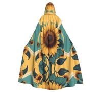 WHJSHOP Retro Sunflower Pattern Halloween Adult Hooded Cloak is a super large, comfortable, and durable cloak