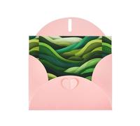 WHJSHOP rippling green waves Prints Greeting Card - Premium Pearlescent Paper, Double Sided Pearl Effect, Love Buckle Pearl Paper Envelope