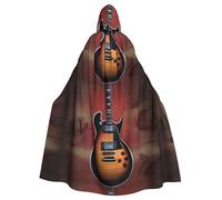 WHJSHOP Rock Guitar Prints Halloween Adult Hooded Cloak No Zipper, Comfortable & Durable for Role-Playing