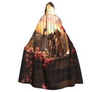 WHJSHOP Romantic Dachshunds Picture Adult Hooded Cape Cloak for Halloween, Role-playing Costumes, and Theme Parties
