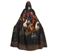 WHJSHOP Rooster Family Portfolio Prints Adult Hooded Cape Cloak for Halloween, Role-Playing, and Costume Parties