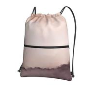 WHJSHOP Rose Color Blush and Black Prints Drawstring Zipper Backpack - Lightweight, Waterproof Gym Bag for Travel, Yoga, and Everyday Adventures