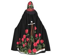 WHJSHOP Roses on the ship Pattern Adult Hooded Cape Cloak for Halloween, Role-playing, and Costume Parties