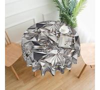 WHJSHOP Round Decorative Tablecloth - 60 in Glitter Abstract Diamond Crystal Pattern Prints Soft Wrinkle-Resistant for Dining Tables and Parties