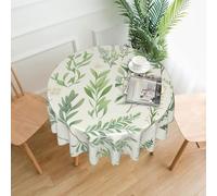 WHJSHOP Round Decorative Tablecloth - 60 in green flower herb sage leaves and branches Printed Soft Wrinkle-Resistant for Dining Tables and Parties