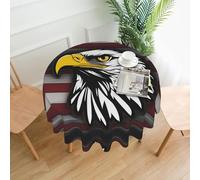 WHJSHOP Round Decorative Tablecloth - 60 in US Army Cool American Flag Eagle Printed Soft Wrinkle-Resistant for Dining Tables and Parties