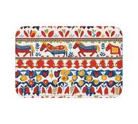 WHJSHOP Runner Swedish Dala Horse Folk Prints Crystal Velvet Lock Edge Floor mat, Bedroom Carpet, Parlor, Dormitory Home Decoration