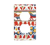 WHJSHOP Runner Swedish Dala Horse Folk Prints Double Socket Wall Panel Electrical Socket Cover Plate is Shatter Resistant and Durable 4.5x2.76in