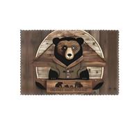 WHJSHOP Rustic Lodge Bear Picture Placemats for Dining Table Set of 6 Thick and Sturdy Design for Excellent Wear Resistance, Good Wrinkle Resistance
