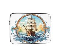 WHJSHOP Sail Boat Nautical Compass Prints Portable Shockproof Laptop Sleeve Case for Men and Women Business Travel, and Office Daily Use