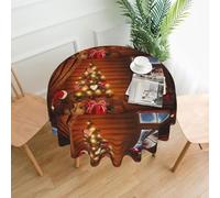 WHJSHOP Santa outside the window Prints Round Decorative Tablecloth 60in - Waterproof Table Throw for Elegant Dining & Stylish Home Decor