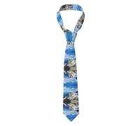 WHJSHOP Santorini Greek Island sea View Prints Men's Necktie - Soft and Durable Polyester Fabric Neck Tie for Business, Wedding, and Parties