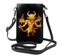WHJSHOP Scary Golden Devil Picture Small Leather Women'S Crossbody Flip Phone Bag, Waterproof And Durable
