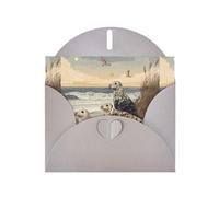 WHJSHOP Seals along the coast Prints Greeting Card - Premium Pearlescent Paper, Double Sided Pearl Effect, Love Buckle Pearl Paper Envelope