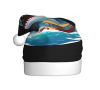 WHJSHOP shark capsized Printed Christmas Hat for Adult Soft, Lightweight, and Fluffy Design for Men and Women