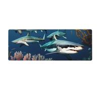 WHJSHOP Sharks Under The sea Pattern Extra Large Mouse pad Mousepad 12x31.5in for Desktop Computers, laptops, Personal Computers