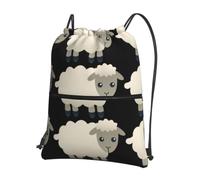 WHJSHOP Sheep Prints Drawstring Zipper Backpack - Lightweight, Waterproof Gym Bag for Travel, Yoga & Hiking