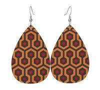 WHJSHOP Shining Overlook Prints Teardrop Leather Earrings - Lightweight Dangle Earrings for Women, Vivid Color Faux Leather Drops with Silver Plated Hooks, Stylish Accessories