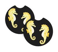 Whjshop Shy Little Seahorse Pattern Car Interior Cup Holder Pad 2 Pc Waterproof & Quick for Cars, Trucks, Suvs, and Ships