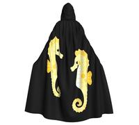 WHJSHOP Shy little seahorse Pattern Halloween Adult Hooded Cloak No Zipper, Comfortable & Durable for Role-Playing
