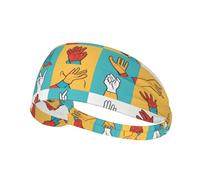 WHJSHOP Sign Language Alphabet Prints Sports Headband for Women Sweat Proof Bandeau Summer Elastic Band
