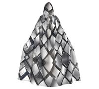 WHJSHOP Silver Sequin Sparkle Pattern Printing Halloween Adult Hooded Cape Large Hooded Cloak with Bow Tie, No Zipper