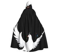 WHJSHOP Singing white dove Picture Halloween Adult Hooded Cloak No Zipper, Comfortable & Durable for Role-Playing
